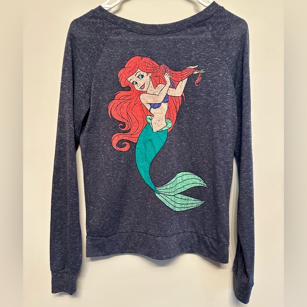 Disney Charcoal Grey Ariel Graphic Print Long Sleeve Top XS